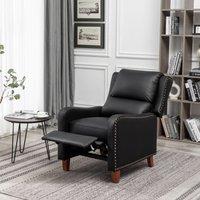 Push Back Recliner Armchair, PU Leather Upholstered Recliner Padded Chair