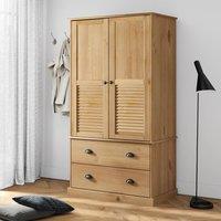 Berkfield Home Wardrobe VIGO 90x55x176 cm Solid Wood Pine in Brown | Size: 90 x 55 x 176 cm