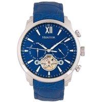 Arthur Semi-Skeleton Leather-Band Watch with Day & Date