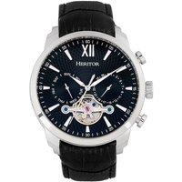 Arthur Semi-Skeleton Leather-Band Watch with Day & Date