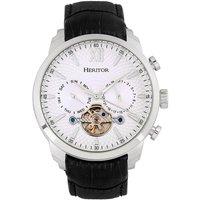 Arthur Semi-Skeleton Leather-Band Watch with Day & Date