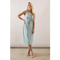 Wallis Women's Petite Occasion Tailored Bow Pencil Dress in Sage | Size: 12