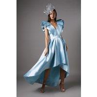 Frill Sleeve V Neck Midi Dress