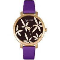 Sophie and Freda Women's Key West Leather-Band Watch with Swarovski Crystals in Purple