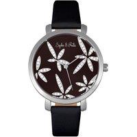 Sophie and Freda Women's Key West Leather-Band Watch with Swarovski Crystals in Silver