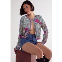 NastyGal Women's Celestial Placement Beaded Jacket in Turquoise | Size: 8