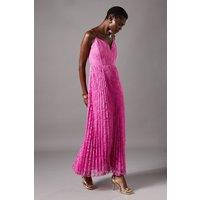 Coast Women's Lace Pleated Maxi Dress in Pink | Size: 12
