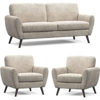 Matlock Boucle Linen Fabric Curved Arm 3 Piece Sofa Suite 3 1 1