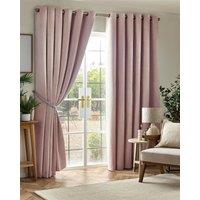 Luxury Living Chenille Blackout Ring Top Eyelet Curtains in Pink | Size: 229 cm width x 183 cm drop