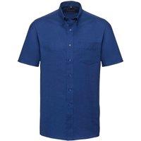 Russell Collection Men's Oxford Easy-Care Short-Sleeved Shirt in Pale Blue | Size: 18 inches