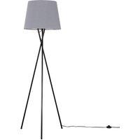 ValueLights Camden Black Metal Tripod Floor Lamp with Tapered Shade & LED Bulb in Grey