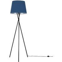 ValueLights Camden Black Metal Tripod Floor Lamp with Tapered Shade & LED Bulb in Navy
