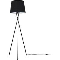 ValueLights Camden Black Metal Tripod Floor Lamp with Tapered Shade & LED Bulb