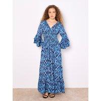 Apricot Women's Ikat Swirls Maxi Dress in Blue | Size: 8