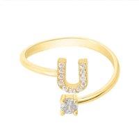 Latelita Women's Initial Ring Gold U in White