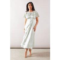 Petite Satin Jacquard Button Through Midaxi Dress