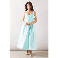 Wallis Women's Petite Bow Detail Cotton Midi Dress in Mint | Size: 12