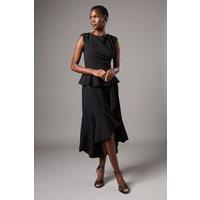 Coast Women's Ruffle Peplum Crepe Dress in Black | Size: 8