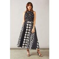 Wallis Women's Spot Cross Front Midaxi Dress in Black | Size: 10