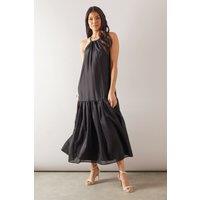Wallis Women's Halterneck Drop Hem Midi Dress in Black | Size: 16