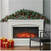 1.8M Christmas Swag Garland with Lights Door Wreath Xmas for Stairs Fireplace