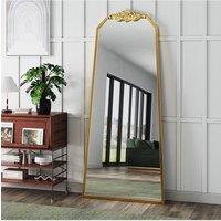 80cm W x 180cm H Gold Wave Carved Metal Framed Decorative Full-Length Mirror