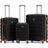 Flight Knight Set of 3 Hard Shell Suitcase Cabin & Check in Cases with TSA Lock in Black | Size: 3 Pack