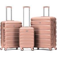 Flight Knight Set of 3 Hard Shell Suitcase Cabin & Check in Cases with TSA Lock in Rose Gold | Size: 3 Pack