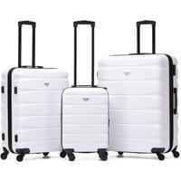 Flight Knight Set of 3 Hard Shell Suitcase Cabin & Check in Cases with TSA Lock in Off-White | Size: 3 Pack