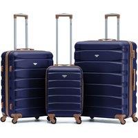 Flight Knight Set of 3 Hard Shell Suitcase Cabin & Check in Cases with TSA Lock in Mid Navy | Size: 3 Pack