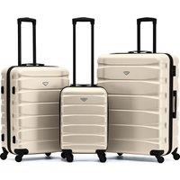 Flight Knight Set of 3 Hard Shell Suitcase Cabin & Check in Cases with TSA Lock in Cream | Size: 3 Pack
