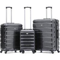 Flight Knight Set of 3 Hard Shell Suitcase Cabin & Check in Cases with TSA Lock in Dark Grey | Size: 3 Pack