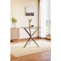 Modern Clear Tempered Glass Dining Table Coffee Table with Chrome Three-Way Crossed Legs