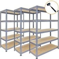 Monstershop 3 x Q-Rax Grey Metal Racking Units 90 x 50 x 180cm in Blue | Size: 90 x 50 x 180 cm
