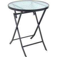 Round Tempered Glass Steel Garden Dining Table