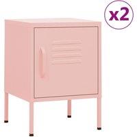 Berkfield Home Nightstands 2 pcs Pink 35x35x51 cm Steel | Size: 35 x 35 x 51 cm