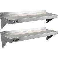 Monstershop 2 x KuKoo Stainless Steel Shelves 1250mm x 300mm in Silver