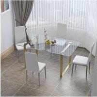 Modern Tempered Glass Dining Table with Gold Base