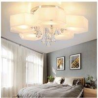 Modern Hexagonal LED Semi Flush Ceiling Light with Remote