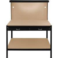 Monstershop Workbench with Pegboard, Drawer & Light - Black