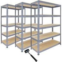 Monstershop 3 x Q-Rax Grey Metal Racking Units 120 x 50 x 180cm in Blue | Size: 120 x 50 x 180 cm