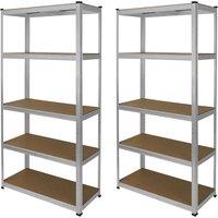 Monstershop 2 x Galvanised Racking Units 90 x 40 x 180 in Silver