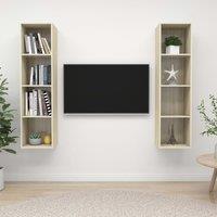 Berkfield Home Wall-mounted TV Cabinets 2 pcs Sonoma Oak Engineered Wood in Brown