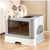 Enclosed Folding Plastic Cat Litter Box with Scoop