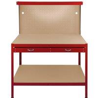 Monstershop Workbench with Pegboard, Drawer & Light - Red