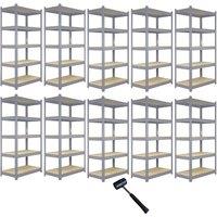 Monstershop 10 x Q-Rax Grey Metal Racking Units 90 x 50 x 180cm | Size: 90 x 50 x 180 cm