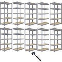 Monstershop 10 x Q-Rax Grey Metal Racking Units 120 x 50 x 180cm in Blue | Size: 120 x 50 x 180 cm