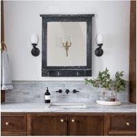 62cm W x 70cm H Wood Grain Frame Wall Mirror with Hooks