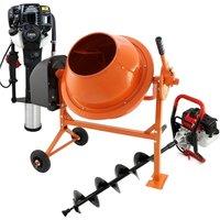 Monstershop T-Mech Earth Auger, Cement Mixer & 120mm 4 Stroke Post Driver in Black