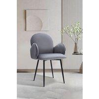 Velvet Upholstered Dining Chair with Armrest
